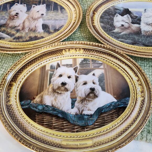Set of 7 Franklin Mint Westie Dog Plates by Nigel Hemming Limited Edition - Picture 1 of 15